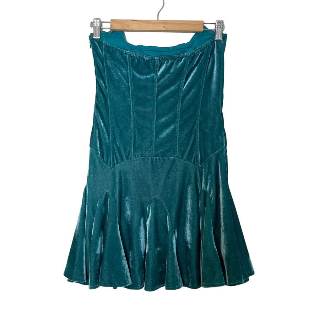 Urban Outfitters NWT Antoinette Velvet Bustier Pleated Hem Mini Dress Size M - Picture 7 of 15